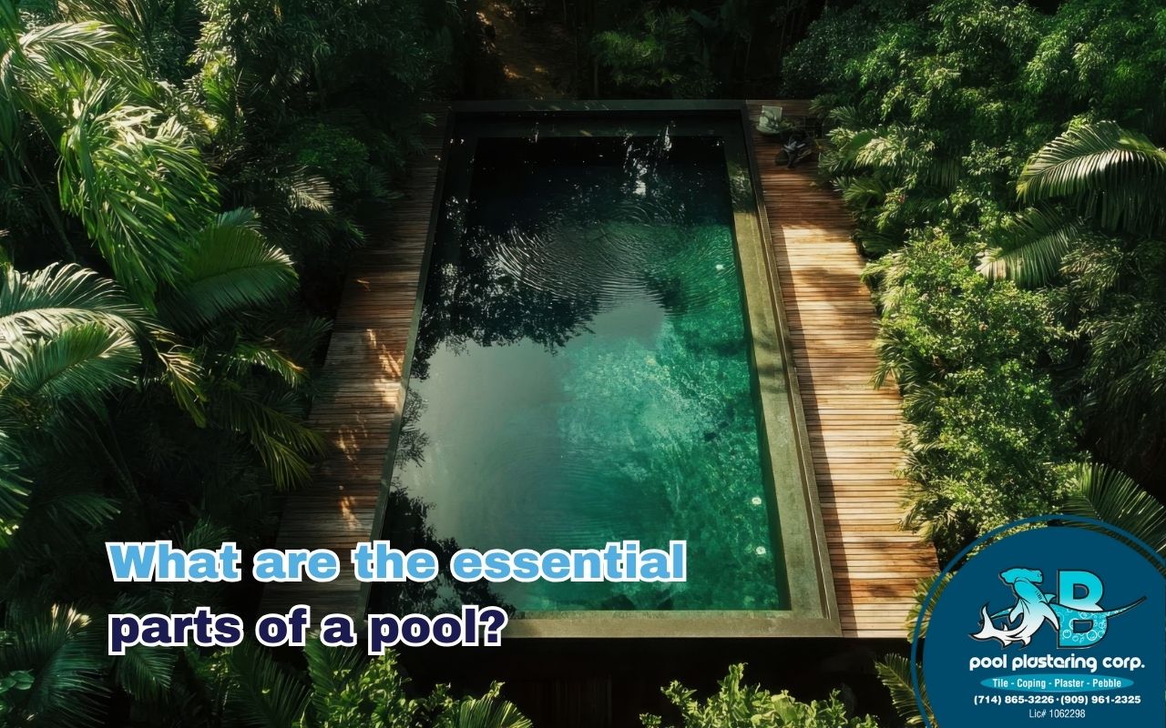 pool shell components with waterline tile and coping stone around the edge of the pool.