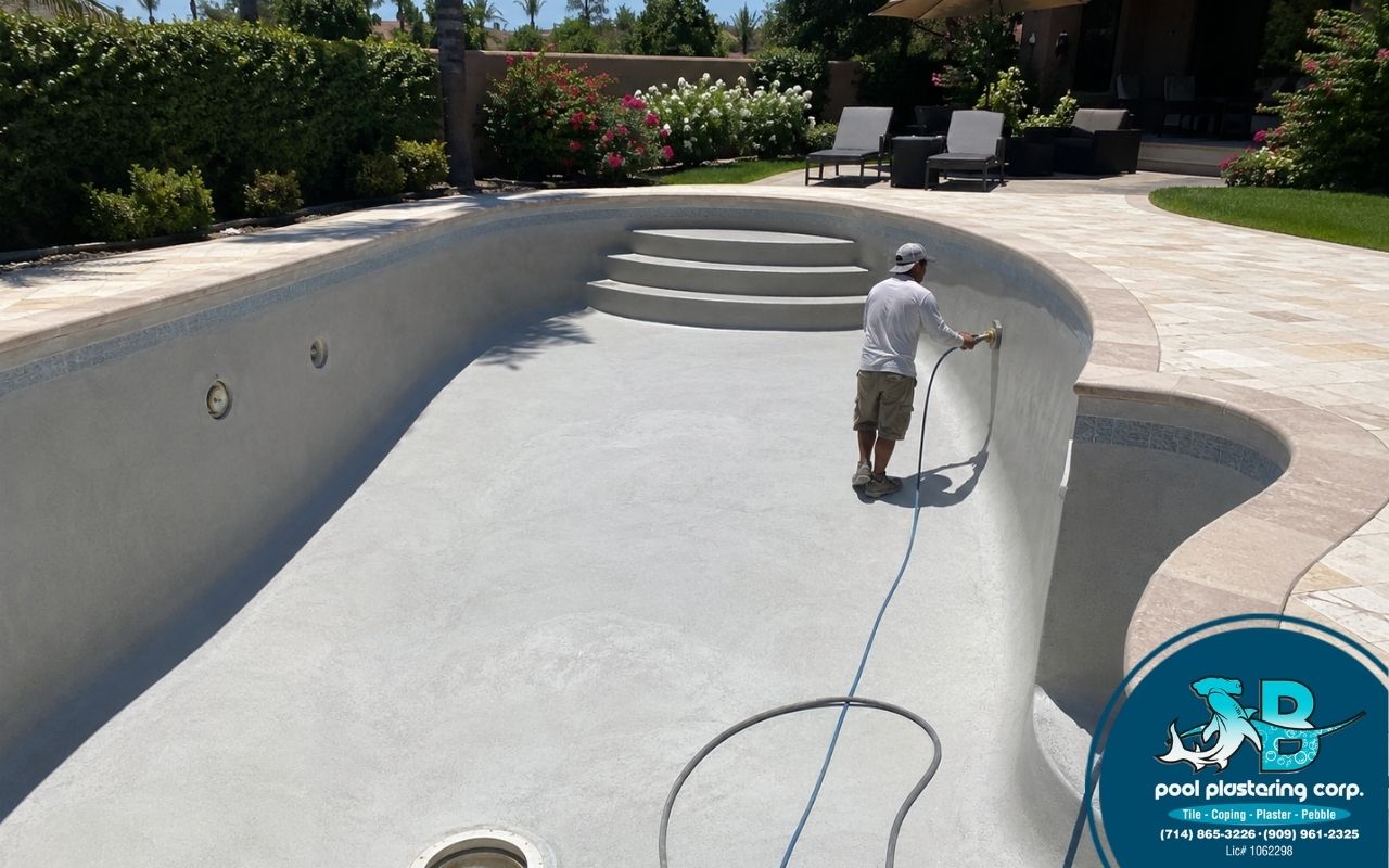 summer plaster preparation for a clean pool surface