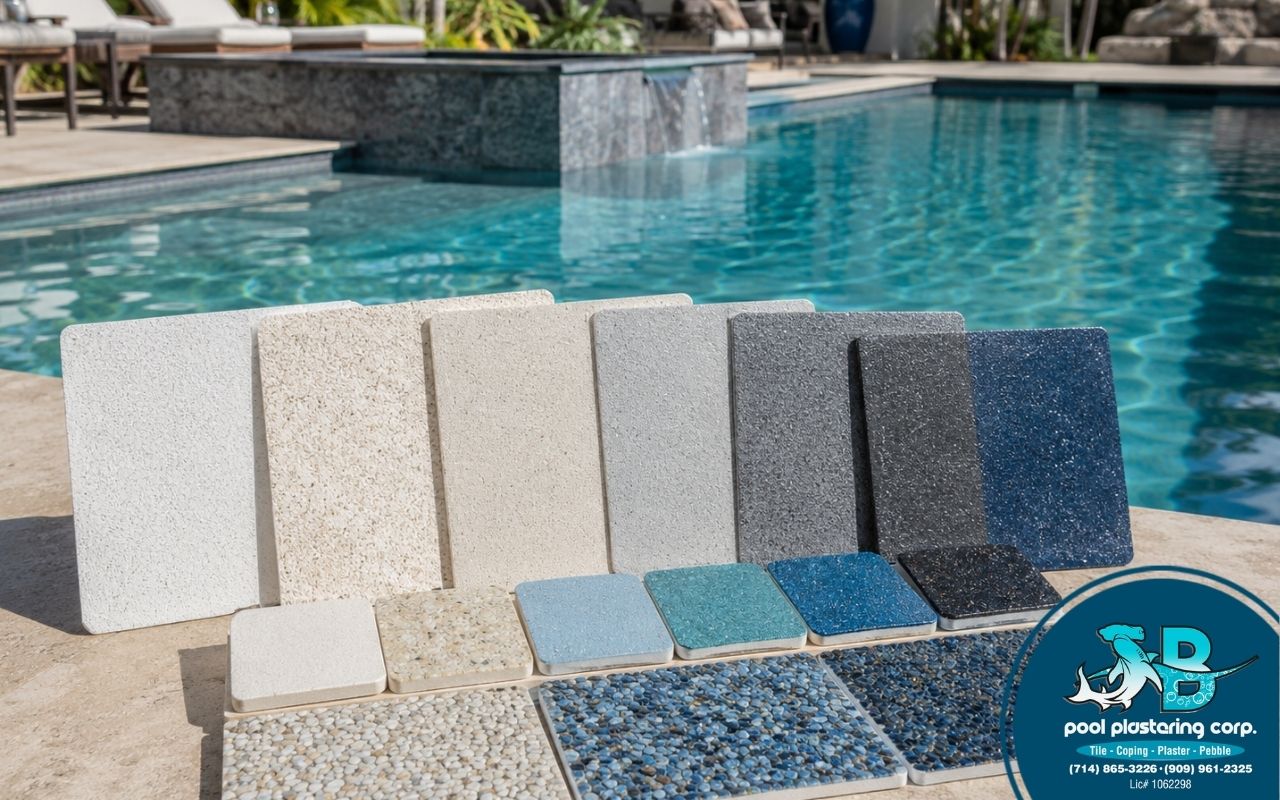 Quartz types of pool plaster with durable surface texture