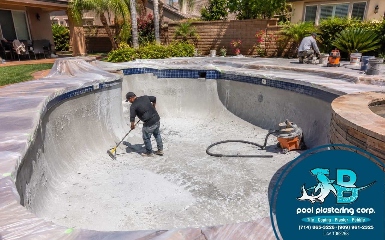 Rough pool surface before pool re-plaster in San Bernardino, CA