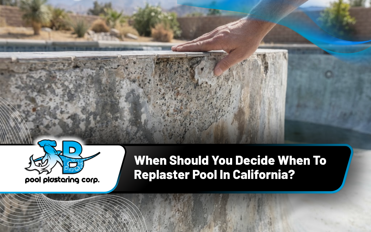 when to replaster pool in California with rough plaster surface