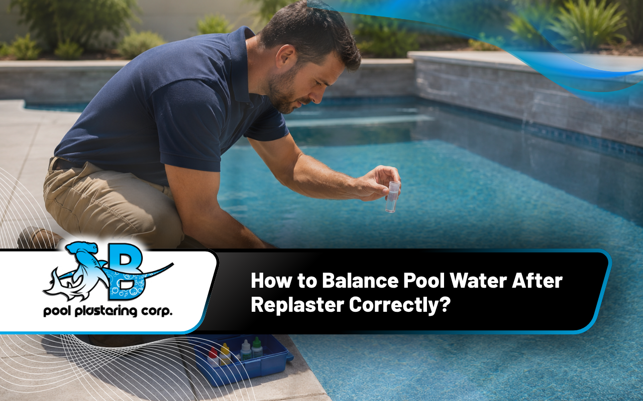 Technician testing how to balance pool water after replaster