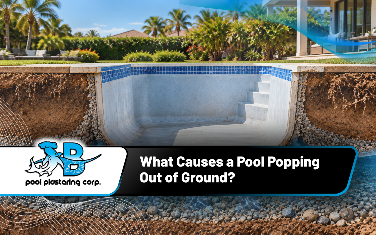 Diagram explaining groundwater pressure behind a pool popping out of ground